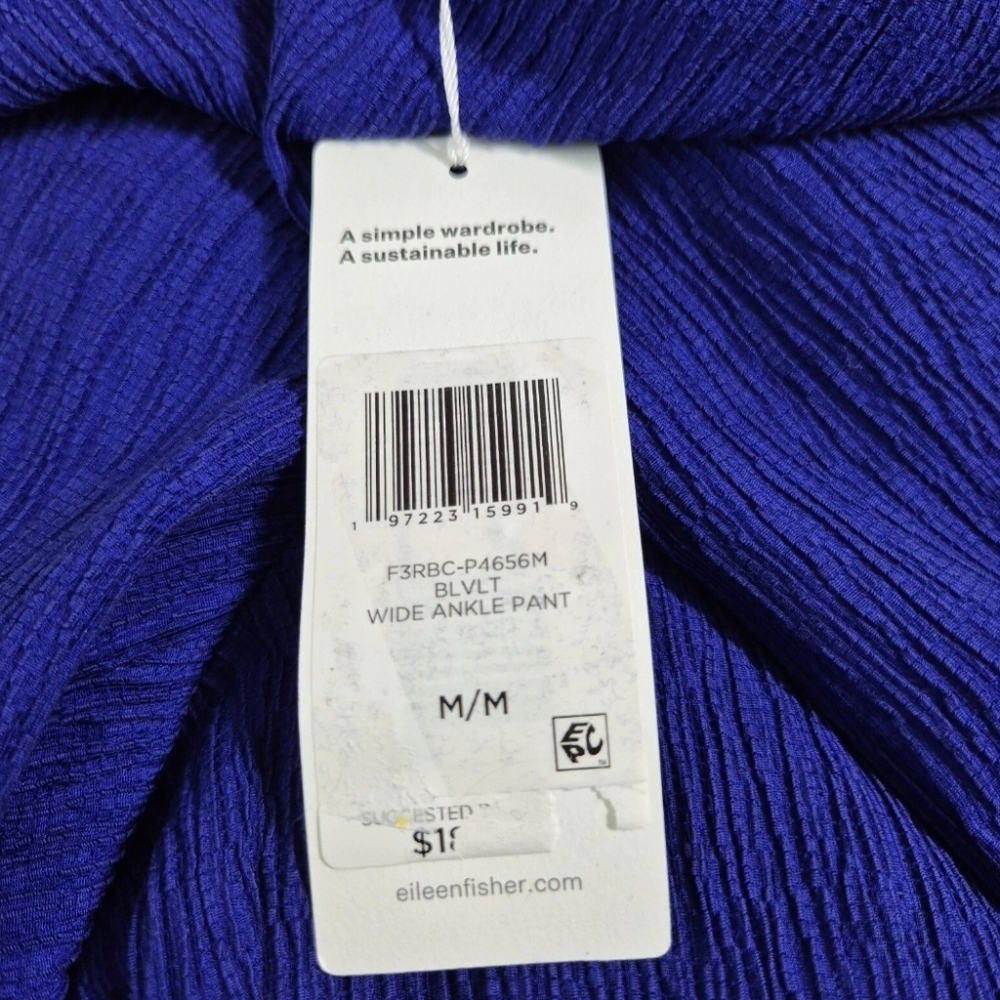 Eileen Fisher Womens Wide Leg Ankle Pants Pull On Size M Purple NWT 7 - Picture 7 of 8